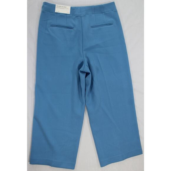 NWT Ann Taylor Petite 6P Wide Leg Crop Pants High Rise Blue Dress Trousers - Picture 4 of 12